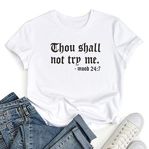 Women's T shirt Graphic Letter Print Round Neck Tops 100% Cotton Basic Basic Top White Black Blue
Women's T shirt Graphic Letter Print Round Neck Tops 100% Cotton Basic Basic Top White Black Blue