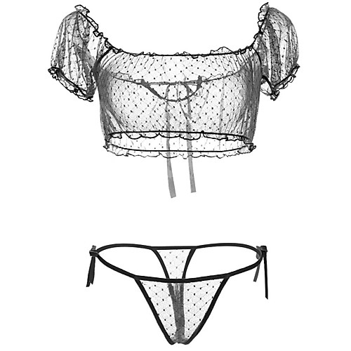 Women's Mesh Lace Suits Nightwear Solid Colored Bra & Panty Set White / Black One-Size
Women's Mesh Lace Suits Nightwear Solid Colored Bra & Panty Set White / Black One-Size