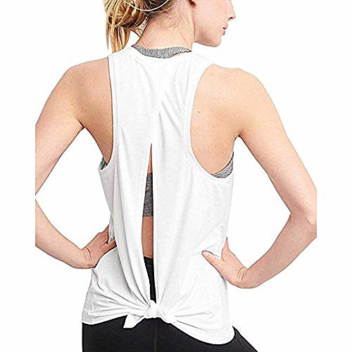 Women Breathable Yoga Shirts Tie Back Loose Workout Sports Racerback Tank Tops Summer Backless Fitness T Shirts by Nevera White
Women Breathable Yoga Shirts Tie Back Loose Workout Sports Racerback Tank Tops Summer Backless Fitness T Shirts by Nevera White