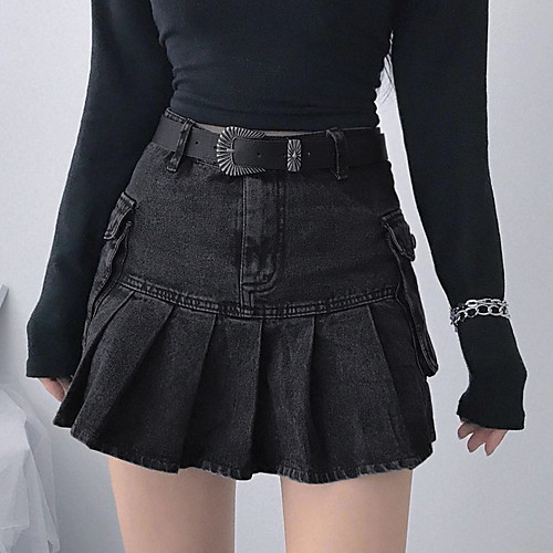 Women's Homecoming Date Streetwear Punk & Gothic Skirts Solid Colored Pleated Pocket Black
Women's Homecoming Date Streetwear Punk & Gothic Skirts Solid Colored Pleated Pocket Black