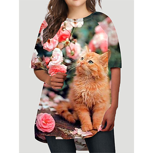 Women's Plus Size Cat Graphic Animal Print Basic Half Sleeve Fall Short Mini Dress T Shirt Dress Tee Dress Blushing Pink
Women's Plus Size Cat Graphic Animal Print Basic Half Sleeve Fall Short Mini Dress T Shirt Dress Tee Dress Blushing Pink