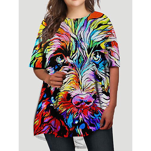 Women's Plus Size Graphic Color Block Animal Print Casual Half Sleeve Fall Short Mini Dress T Shirt Dress Tee Dress Blue Orange
Women's Plus Size Graphic Color Block Animal Print Casual Half Sleeve Fall Short Mini Dress T Shirt Dress Tee Dress Blue Orange