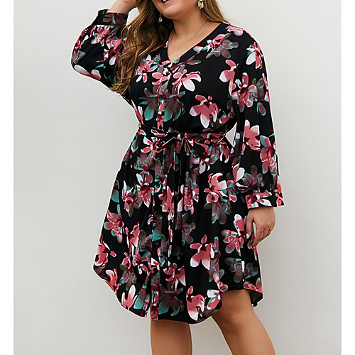 Women's Plus Size Floral Print Casual Long Sleeve Fall Knee Length Dress A Line Dress Black Red
Women's Plus Size Floral Print Casual Long Sleeve Fall Knee Length Dress A Line Dress Black Red