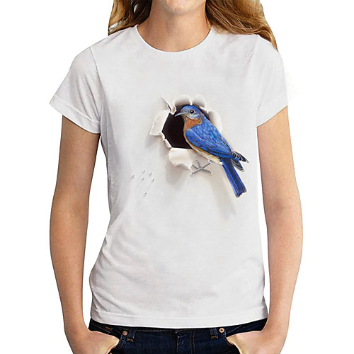 Women's T shirt Graphic 3D Bird Print Round Neck Tops Basic Basic Top White Blushing Pink Khaki
Women's T shirt Graphic 3D Bird Print Round Neck Tops Basic Basic Top White Blushing Pink Khaki