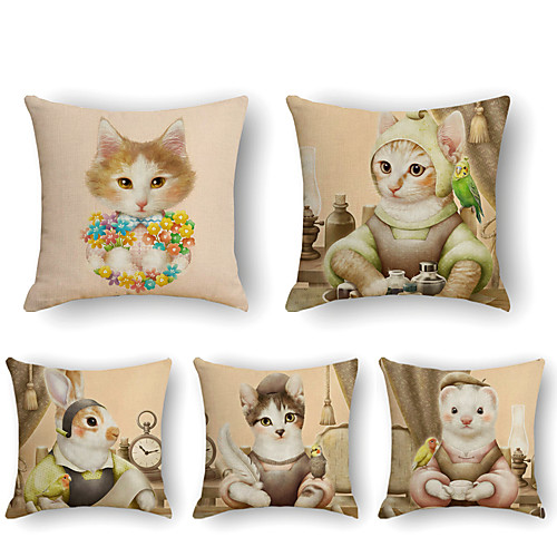 Cushion Cover 5PCS Linen Soft Decorative Square Throw Pillow Cover Cushion Case Pillowcase for Sofa Bedroom 45 x 45 cm (18 x 18 Inch) Superior Quality Mashine Washable Cat
Cushion Cover 5PCS Linen Soft Decorative Square Throw Pillow Cover Cushion Case Pillowcase for Sofa Bedroom 45 x 45 cm (18 x 18 Inch) Superior Quality Mashine Washable Cat
