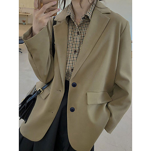Women's Single Breasted One-button Blazer Solid Colored Dailywear Black / Blushing Pink / Khaki S / M / L
Women's Single Breasted One-button Blazer Solid Colored Dailywear Black / Blushing Pink / Khaki S / M / L