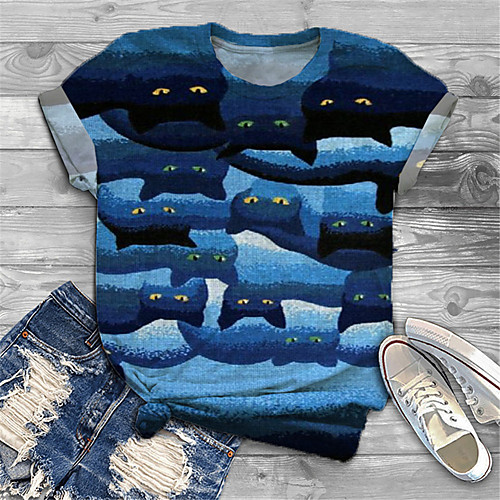 Women's Plus Size Print Cat Graphic Animal T shirt Large Size Crewneck Short Sleeve Basic Tops XL XXL 3XL Blue Big Size
Women's Plus Size Print Cat Graphic Animal T shirt Large Size Crewneck Short Sleeve Basic Tops XL XXL 3XL Blue Big Size