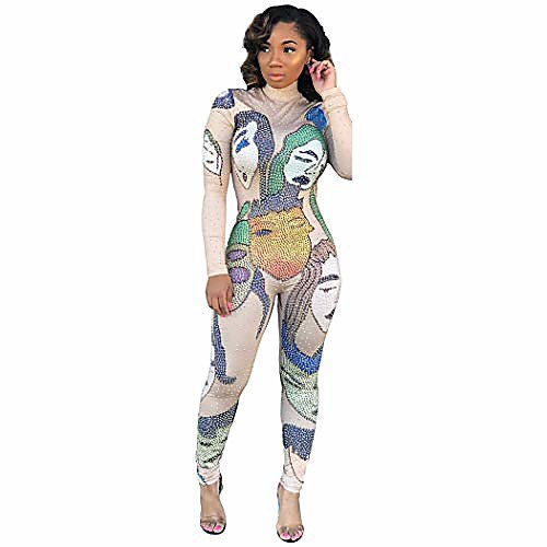 Fashion Women Sparkly Rhinestones Long Sleeve Bodycon Bodysuit Novelty Turtleneck One Piece Overall(Beige,M)
Fashion Women Sparkly Rhinestones Long Sleeve Bodycon Bodysuit Novelty Turtleneck One Piece Overall(Beige,M)