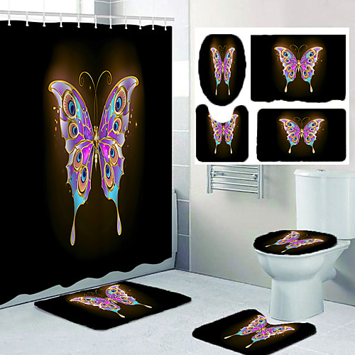 A Beautiful Butterfly Pattern Printing Bathroom Shower Curtain Leisure Toilet Four-piece Set
A Beautiful Butterfly Pattern Printing Bathroom Shower Curtain Leisure Toilet Four-piece Set