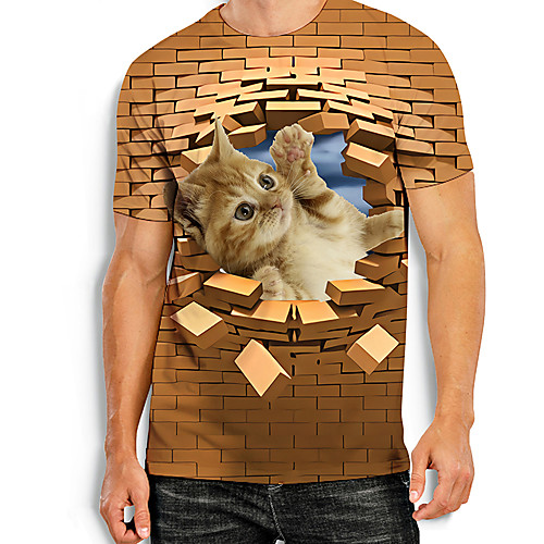 Men's Tees T shirt 3D Print Cat Graphic Prints Animal Print Short Sleeve Daily Tops Basic Casual Khaki
Men's Tees T shirt 3D Print Cat Graphic Prints Animal Print Short Sleeve Daily Tops Basic Casual Khaki