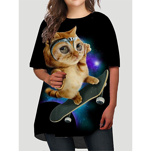 Women's Plus Size Cat Graphic Animal Print Basic Half Sleeve Fall Short Mini Dress T Shirt Dress Tee Dress Black
Women's Plus Size Cat Graphic Animal Print Basic Half Sleeve Fall Short Mini Dress T Shirt Dress Tee Dress Black