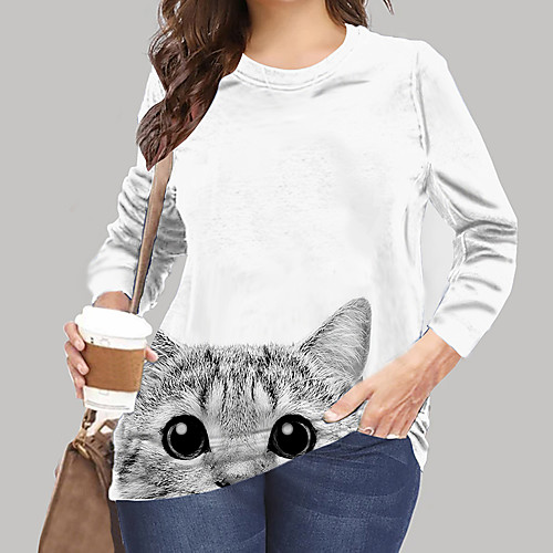 Women's Plus Size Print Cat Graphic Animal T shirt Large Size Crewneck Long Sleeve Tops XL XXL 3XL White khaki Gray Big Size
Women's Plus Size Print Cat Graphic Animal T shirt Large Size Crewneck Long Sleeve Tops XL XXL 3XL White khaki Gray Big Size