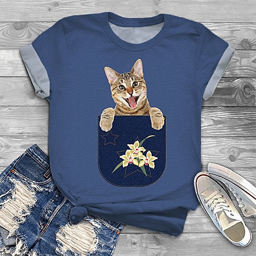 Women's Plus Size Print Cat Graphic Floral T shirt Large Size Crewneck Short Sleeve Basic Tops XL XXL 3XL White Black Blue Big Size
Women's Plus Size Print Cat Graphic Floral T shirt Large Size Crewneck Short Sleeve Basic Tops XL XXL 3XL White Black Blue Big Size