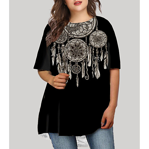 Women's Plus Size Dresses T Shirt Dress Tee Dress Short Mini Dress Half Sleeve Print Tribal Print Basic Fall Black XL XXL 3XL 4XL 5XL / Holiday
Women's Plus Size Dresses T Shirt Dress Tee Dress Short Mini Dress Half Sleeve Print Tribal Print Basic Fall Black XL XXL 3XL 4XL 5XL / Holiday