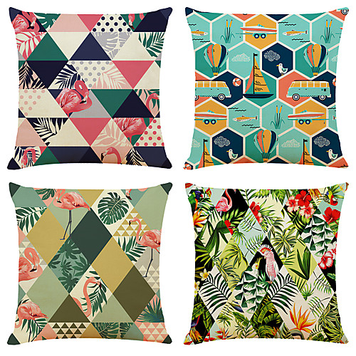 4 pcs Linen Pillow Cover, Geometric Simple Classic Square Zipper Traditional Classic
4 pcs Linen Pillow Cover, Geometric Simple Classic Square Zipper Traditional Classic