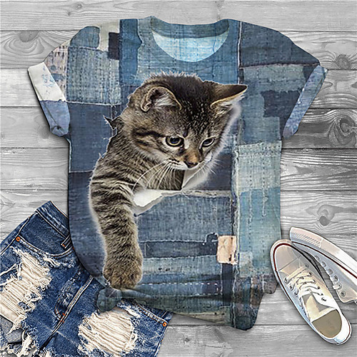 Women's Plus Size Print Cat Graphic Animal T shirt Large Size Crewneck Short Sleeve Basic Tops XL XXL 3XL Black Blue Big Size
Women's Plus Size Print Cat Graphic Animal T shirt Large Size Crewneck Short Sleeve Basic Tops XL XXL 3XL Black Blue Big Size