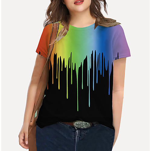 Women's Plus Size Print Graphic T shirt Large Size Crewneck Short Sleeve Basic Tops XL XXL 3XL Rainbow Big Size
Women's Plus Size Print Graphic T shirt Large Size Crewneck Short Sleeve Basic Tops XL XXL 3XL Rainbow Big Size