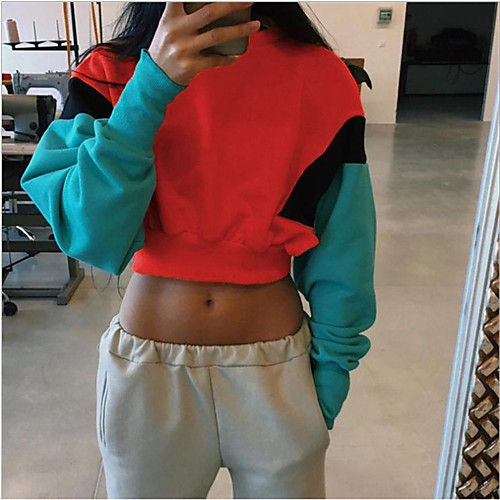 Women's Sweatshirt Crop Top Pullover Patchwork Crop Top Crew Neck Sport Athleisure Sweatshirt Top Long Sleeve Breathable Soft Comfortable Everyday Use Street Casual Daily Outdoor
Women's Sweatshirt Crop Top Pullover Patchwork Crop Top Crew Neck Sport Athleisure Sweatshirt Top Long Sleeve Breathable Soft Comfortable Everyday Use Street Casual Daily Outdoor