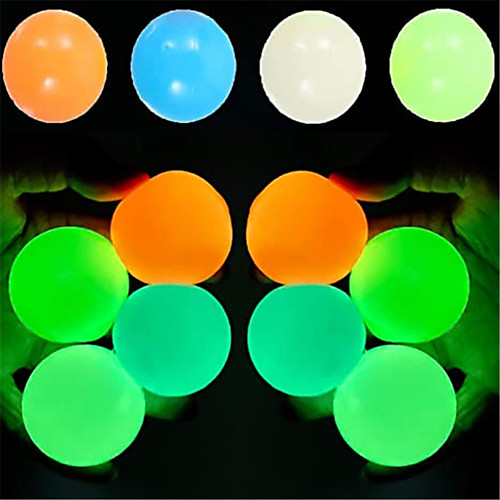 

Sensory Fidget Toy Sticky Ceiling Balls Stress Reliever 4-8 pcs Ball Glow in the Dark Luminescent Silicone For Kid's Adults' Boys and Girls