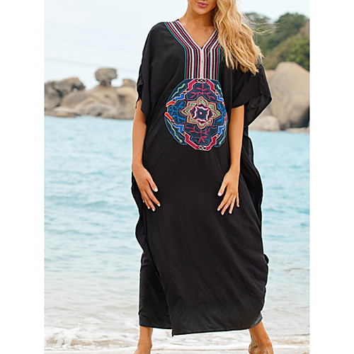 Women's Swimsuit Cover Up Beach Top Swimsuit Embroidery Slim Solid Color Abstract Big black embroidery on the chest Swimwear T shirt Dress Tunic V Wire Bathing Suits New Fashion Sexy
Women's Swimsuit Cover Up Beach Top Swimsuit Embroidery Slim Solid Color Abstract Big black embroidery on the chest Swimwear T shirt Dress Tunic V Wire Bathing Suits New Fashion Sexy