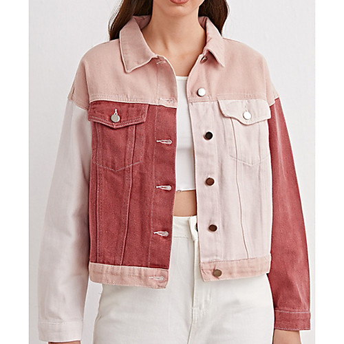 Women's Color Block Basic Spring & Fall Denim Jacket Regular Daily Long Sleeve Cotton Coat Tops Pink
Women's Color Block Basic Spring & Fall Denim Jacket Regular Daily Long Sleeve Cotton Coat Tops Pink