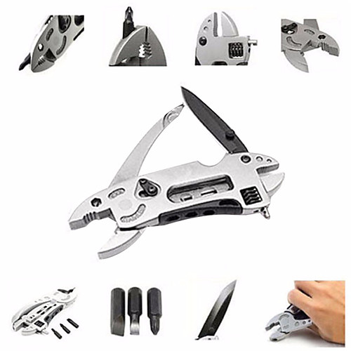 

Multitools Bike Wrench Outdoor Clamp On All-In-1 Multi-tool Steel Outdoor Exercise Hunting and Fishing Traveling Silver 51.5 pcs