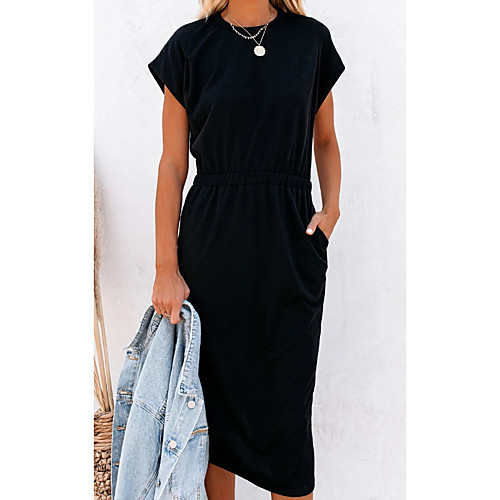 Women's Shift Dress Knee Length Dress Black Red Army Green Gray Short Sleeve Solid Color Summer Round Neck Casual 2021 S M L XL
Women's Shift Dress Knee Length Dress Black Red Army Green Gray Short Sleeve Solid Color Summer Round Neck Casual 2021 S M L XL