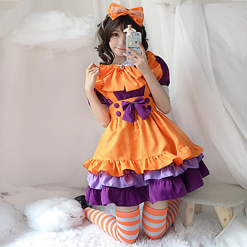 Lolita Maid Uniforms Cute Dress Women's Japanese Cosplay Costumes Orange Solid Color Above Knee / Apron
Lolita Maid Uniforms Cute Dress Women's Japanese Cosplay Costumes Orange Solid Color Above Knee / Apron