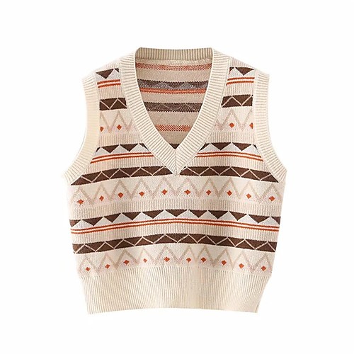 Women's Vintage Style Stripe Knitted Striped Geometric Vest Sleeveless Sweater Cardigans V Neck Fall Winter Black Beige
Women's Vintage Style Stripe Knitted Striped Geometric Vest Sleeveless Sweater Cardigans V Neck Fall Winter Black Beige