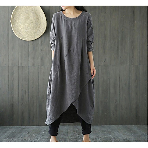 Women's A Line Dress Midi Dress Black Green Gray Long Sleeve Solid Color Patchwork Fall Winter Round Neck Elegant Casual Cotton 2021 M L XL XXL 3XL 4XL 5XL
Women's A Line Dress Midi Dress Black Green Gray Long Sleeve Solid Color Patchwork Fall Winter Round Neck Elegant Casual Cotton 2021 M L XL XXL 3XL 4XL 5XL