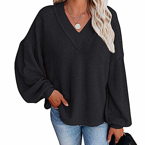 kayamiya women's casual v neck off shoulder long sleeve waffle knit tops oversized pullover sweater black large
kayamiya women's casual v neck off shoulder long sleeve waffle knit tops oversized pullover sweater black large