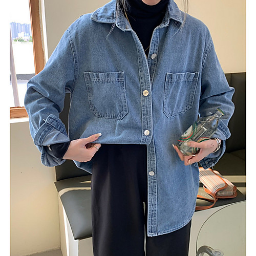 Women's Solid Colored Basic Spring & Fall Denim Jacket Regular Daily Long Sleeve Denim Coat Tops Blue
Women's Solid Colored Basic Spring & Fall Denim Jacket Regular Daily Long Sleeve Denim Coat Tops Blue