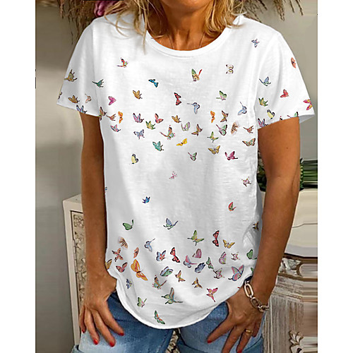 Women's T shirt Graphic Butterfly Print Round Neck Tops Basic Basic Top White Blue Purple
Women's T shirt Graphic Butterfly Print Round Neck Tops Basic Basic Top White Blue Purple