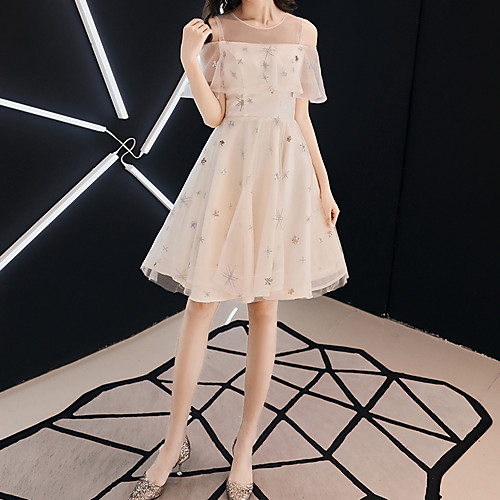 A-Line Glittering Beautiful Back Wedding Guest Prom Dress Illusion Neck Short Sleeve Short / Mini Tulle with Ruffles Embroidery 2021
A-Line Glittering Beautiful Back Wedding Guest Prom Dress Illusion Neck Short Sleeve Short / Mini Tulle with Ruffles Embroidery 2021