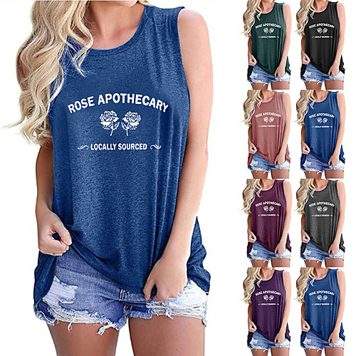 Women's Tank Top Tee / T-shirt Pure Color Crew Neck Cotton Flower Letter Printed Sport Athleisure Top Sleeveless Breathable Soft Comfortable Everyday Use Street Casual Daily Outdoor
Women's Tank Top Tee / T-shirt Pure Color Crew Neck Cotton Flower Letter Printed Sport Athleisure Top Sleeveless Breathable Soft Comfortable Everyday Use Street Casual Daily Outdoor
