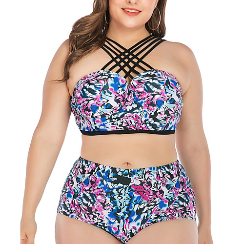 Women's Plus Size Padded Fashion Sexy Print Bikini Swimsuit Tummy Control Push Up Color Block Strap Swimwear Bathing Suits Blue / New
Women's Plus Size Padded Fashion Sexy Print Bikini Swimsuit Tummy Control Push Up Color Block Strap Swimwear Bathing Suits Blue / New