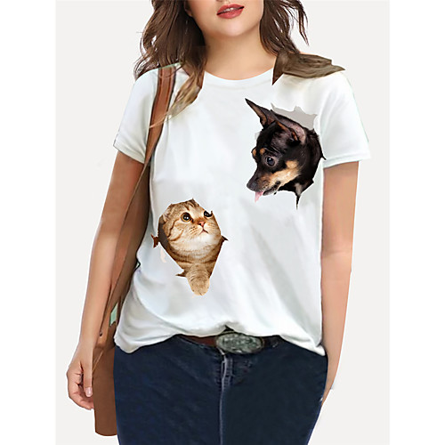 Women's Plus Size Print Cat Graphic Animal T shirt Large Size Crewneck Short Sleeve Basic Tops XL XXL 3XL White Big Size
Women's Plus Size Print Cat Graphic Animal T shirt Large Size Crewneck Short Sleeve Basic Tops XL XXL 3XL White Big Size