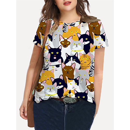 Women's Plus Size Print Cat Graphic Animal T shirt Large Size Crewneck Short Sleeve Basic Tops XL XXL 3XL White Big Size
Women's Plus Size Print Cat Graphic Animal T shirt Large Size Crewneck Short Sleeve Basic Tops XL XXL 3XL White Big Size