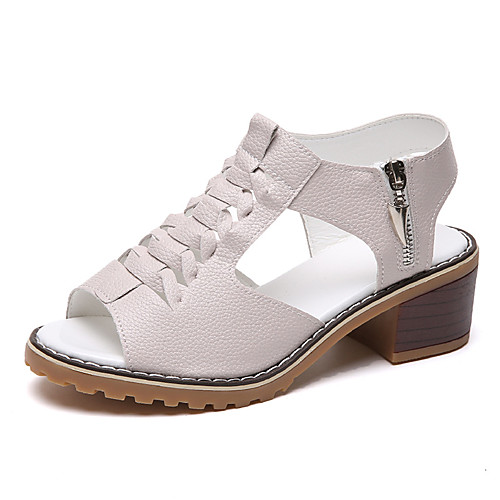 Women's Sandals Chunky Heel Peep Toe Block Heel Sandals British Daily PU Solid Colored White Black Beige
Women's Sandals Chunky Heel Peep Toe Block Heel Sandals British Daily PU Solid Colored White Black Beige