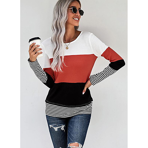 Women's Stripe Knitted Striped Color Block Pullover Long Sleeve Loose Sweater Cardigans Crew Neck Round Neck Fall Winter Red
Women's Stripe Knitted Striped Color Block Pullover Long Sleeve Loose Sweater Cardigans Crew Neck Round Neck Fall Winter Red