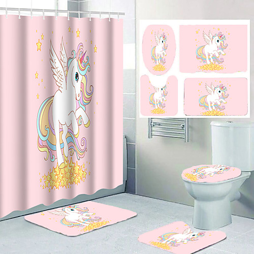 Pink Star Unicorn Print Bathroom Shower Curtain Leisure Toilet Four-piece Set
Pink Star Unicorn Print Bathroom Shower Curtain Leisure Toilet Four-piece Set
