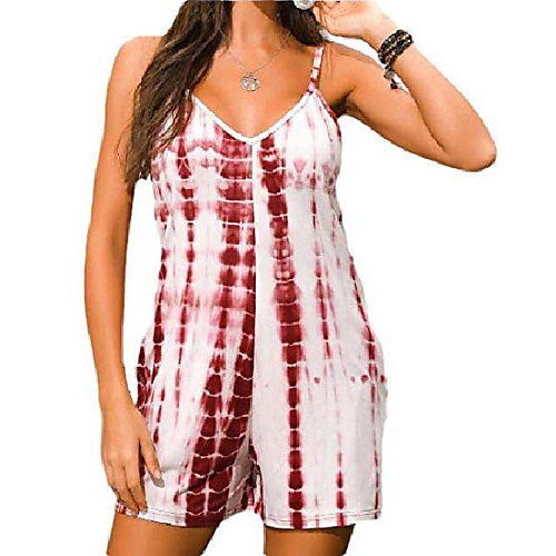 women casual shorts romper spaghetti strap v-neck tie dye stirpe loose pajamas rompers red l
women casual shorts romper spaghetti strap v-neck tie dye stirpe loose pajamas rompers red l