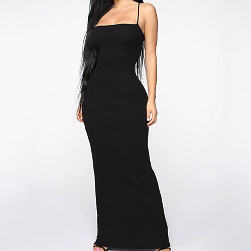 Women's Strap Dress Maxi long Dress Black Sleeveless Solid Color Backless Summer cold shoulder Casual Sexy 2021 S M L
Women's Strap Dress Maxi long Dress Black Sleeveless Solid Color Backless Summer cold shoulder Casual Sexy 2021 S M L