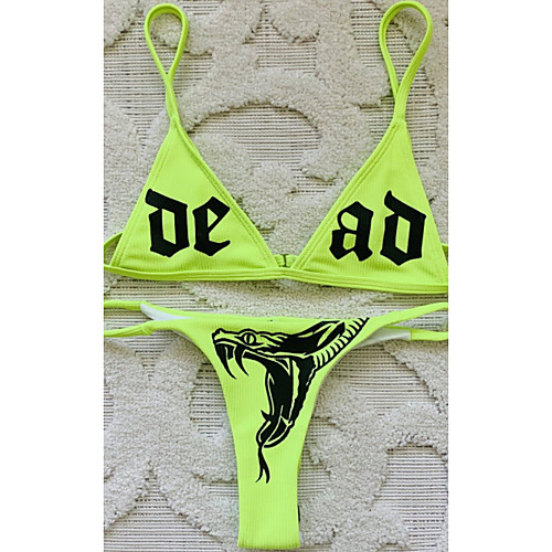 Women's Bikini 2 Piece Swimsuit Push Up Open Back Triangle Solid Color Letter Red Yellow Green Swimwear Padded Strap Bathing Suits New Sexy Sports / Print
Women's Bikini 2 Piece Swimsuit Push Up Open Back Triangle Solid Color Letter Red Yellow Green Swimwear Padded Strap Bathing Suits New Sexy Sports / Print