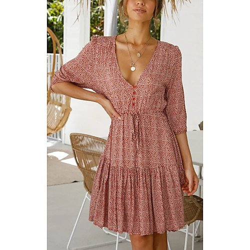 Women's A Line Dress Short Mini Dress Red Green Half Sleeve Floral Summer V Neck Elegant 2021 S M L XL
Women's A Line Dress Short Mini Dress Red Green Half Sleeve Floral Summer V Neck Elegant 2021 S M L XL