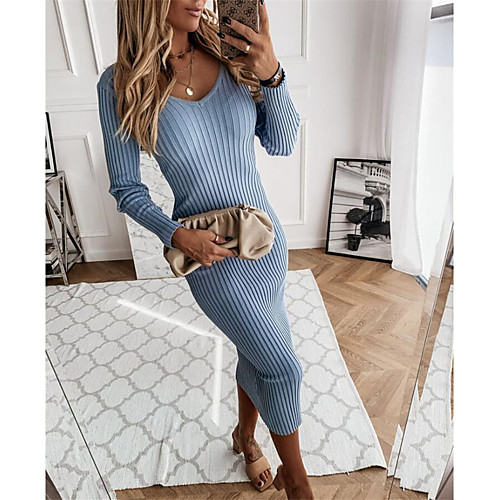 Women's Sheath Dress Midi Dress Blue Black Khaki Red White Long Sleeve Solid Color Backless Patchwork Fall Winter V Neck Casual Modern Soft 2021 S M L XL XXL 3XL 4XL 5XL
Women's Sheath Dress Midi Dress Blue Black Khaki Red White Long Sleeve Solid Color Backless Patchwork Fall Winter V Neck Casual Modern Soft 2021 S M L XL XXL 3XL 4XL 5XL