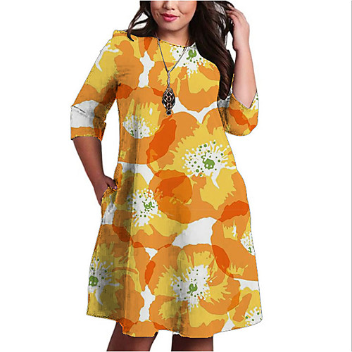 Women's Plus Size Dresses Shift Dress Knee Length Dress 3/4 Length Sleeve Floral Graphic Print Casual Fall Orange XL XXL 3XL 4XL 5XL / Holiday
Women's Plus Size Dresses Shift Dress Knee Length Dress 3/4 Length Sleeve Floral Graphic Print Casual Fall Orange XL XXL 3XL 4XL 5XL / Holiday