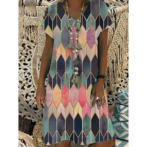 Women's Shift Dress Knee Length Dress Rainbow Short Sleeve Color Block Print Summer V Neck Casual 2021 S M L XL XXL 3XL 4XL 5XL
Women's Shift Dress Knee Length Dress Rainbow Short Sleeve Color Block Print Summer V Neck Casual 2021 S M L XL XXL 3XL 4XL 5XL
