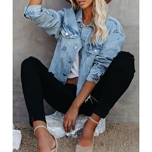 Women's Solid Colored Patchwork Spring & Summer Denim Jacket Regular Daily Long Sleeve Denim Coat Tops Light Blue
Women's Solid Colored Patchwork Spring & Summer Denim Jacket Regular Daily Long Sleeve Denim Coat Tops Light Blue