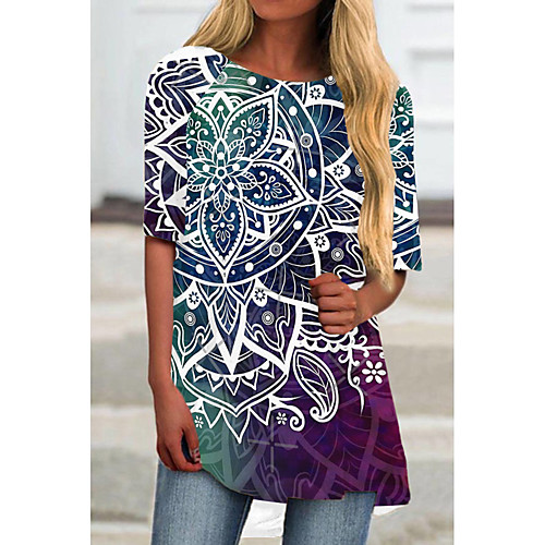 Women's T Shirt Dress Tee Dress Short Mini Dress Rainbow Half Sleeve Floral Color Block Print Spring Summer Round Neck Casual 2021 S M L XL XXL 3XL
Women's T Shirt Dress Tee Dress Short Mini Dress Rainbow Half Sleeve Floral Color Block Print Spring Summer Round Neck Casual 2021 S M L XL XXL 3XL